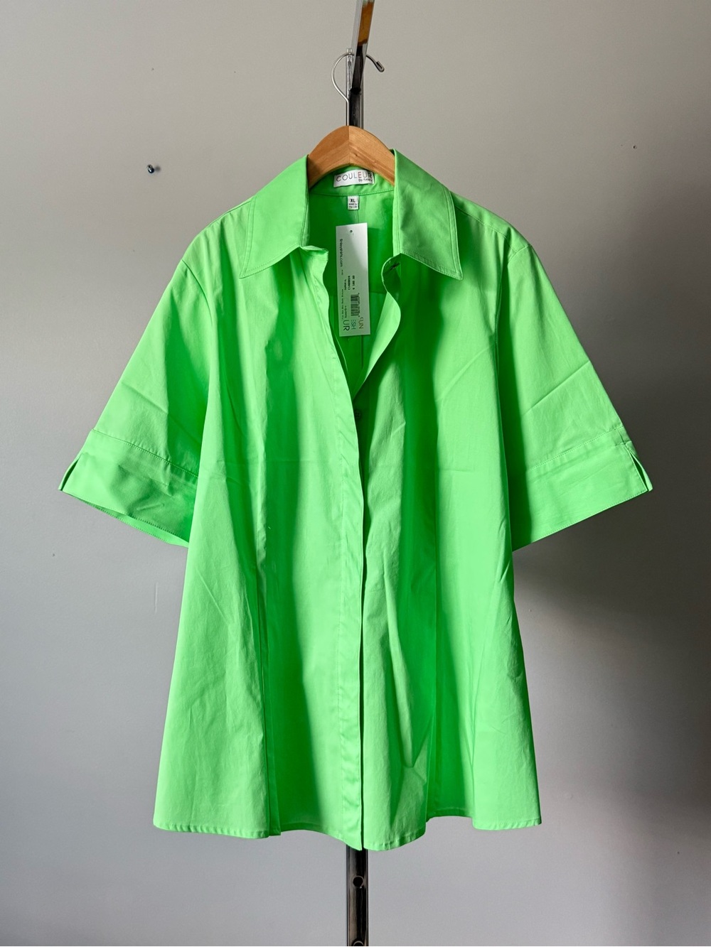 Couleur by Finley NWT Ann Button Back Blouse Sumer Green Cotton Stretch XL MSRP1